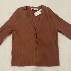 NWT Abercrombie & Fitch LuxeLoft Slim Cardigan, Terra Cotta Brown, Medium